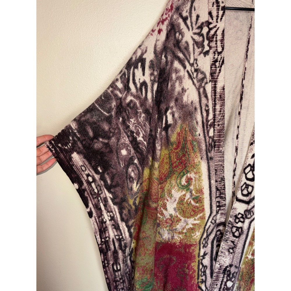 Soft Surroundings Oversized Knit Poncho Wrap Abstract Paisley Print Shawl - Picture 12 of 15